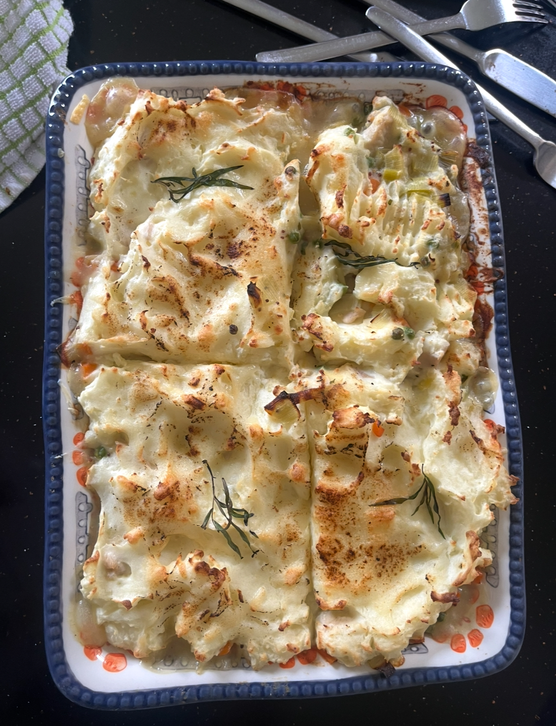 Chicken, Leek & Mustard Mash Pie