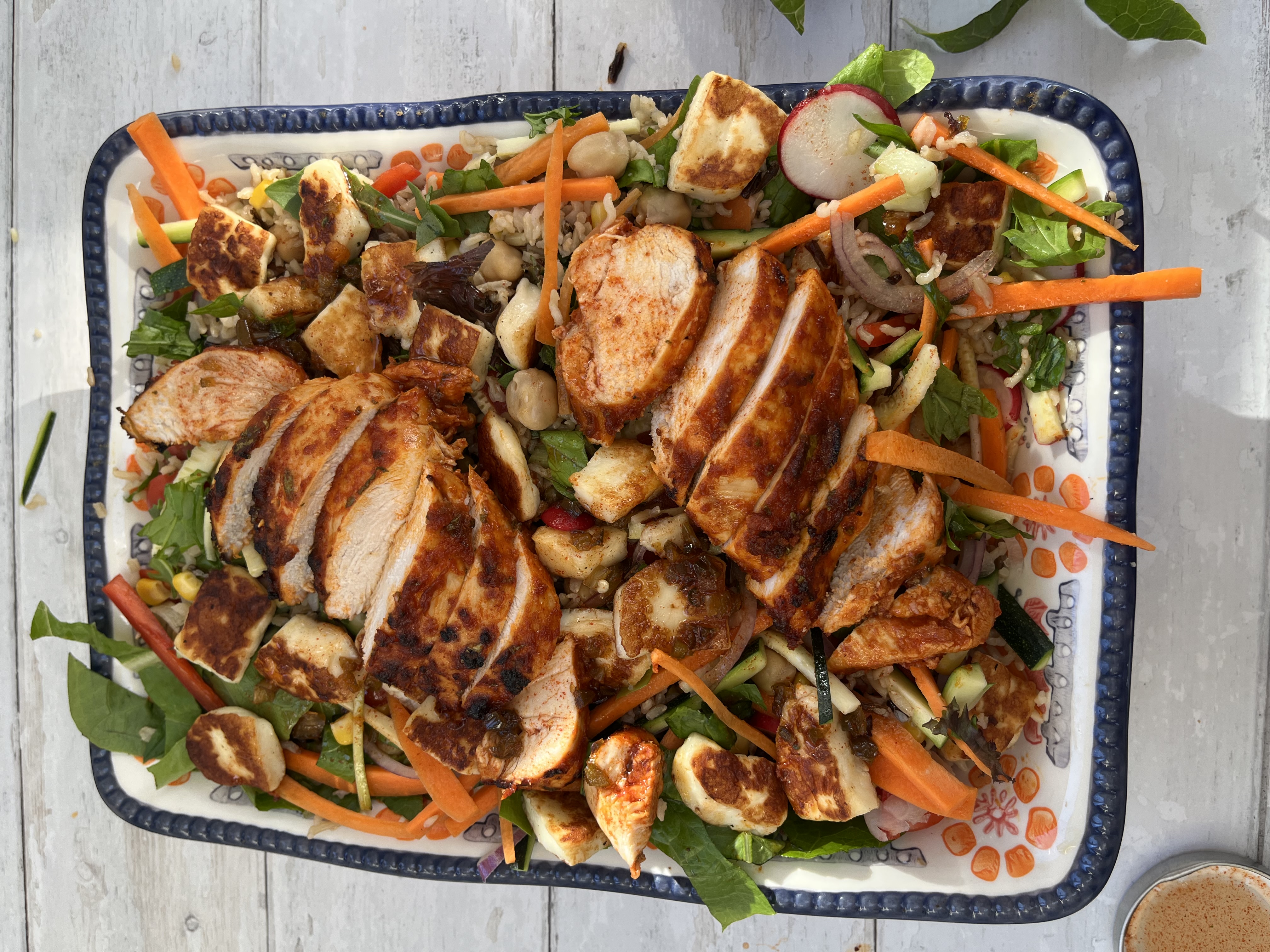 Hot Honey Chicken & Halloumi Salad 