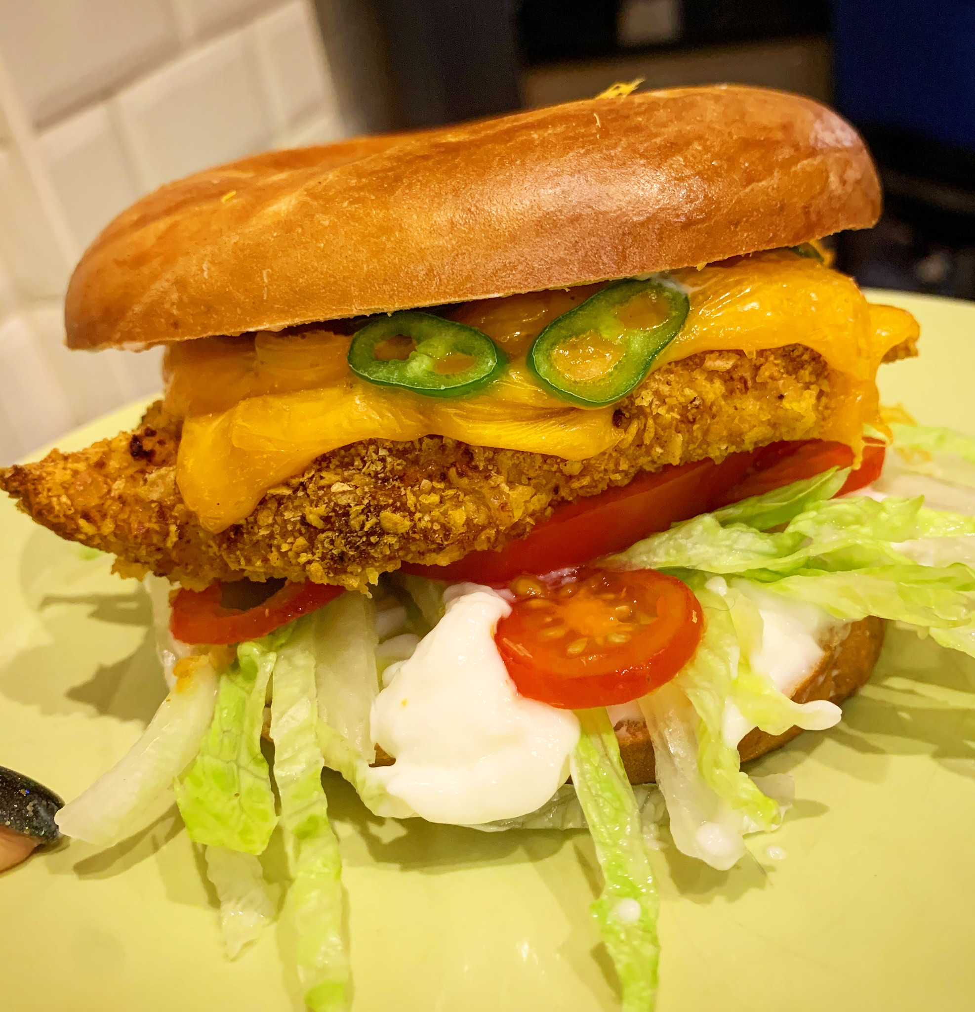 Crispy Chicken and Cheese Bagel