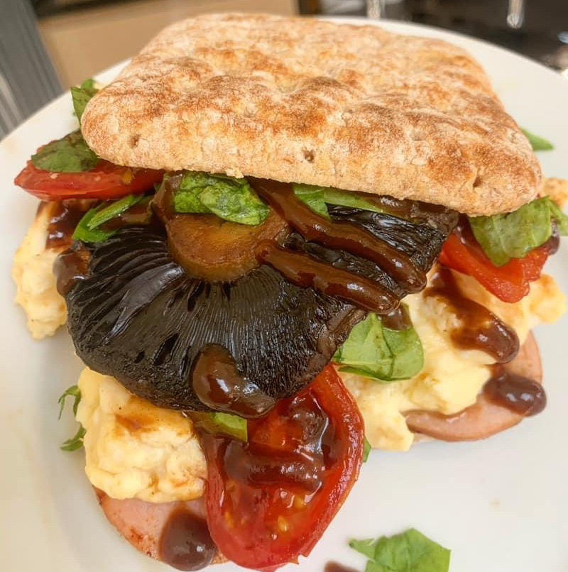 Turkey Bacon, Scrambled egg and Mushroom